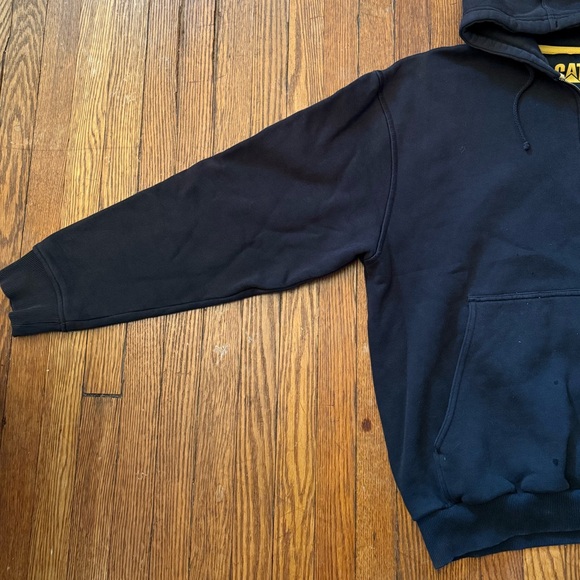 90’s CAT Construction Vintage Quarter Zip Hooded Sweatshirt - Picture 4 of 13